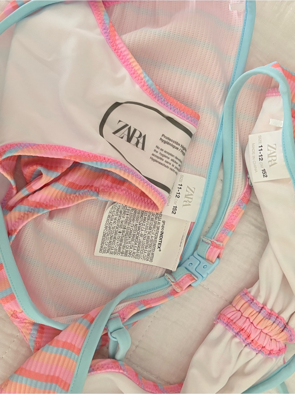 Zara Pink and Aqua Striped Girls' Swim Bikini set - Picture 2 of 2